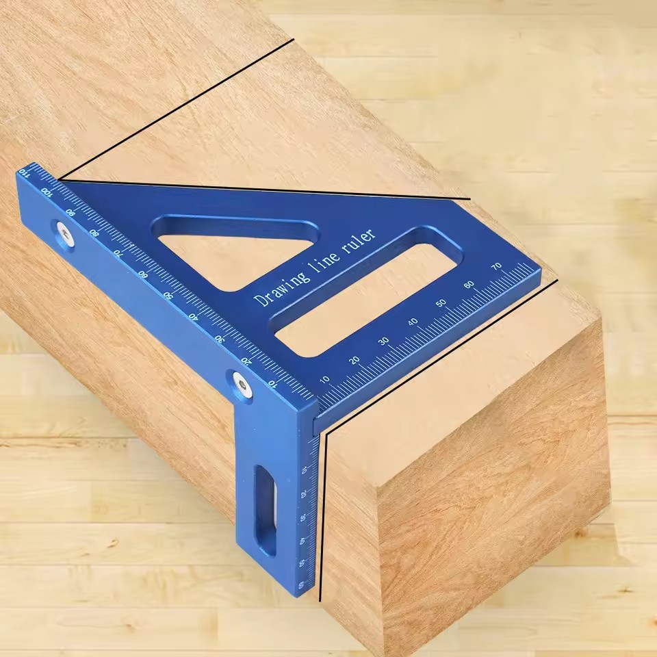 Precisie kunststof verstekdriehoeksliniaal 45 ° /90 ° Houtbewerking vierkante gradenboog 3D multifunctionele meetinstrumenten