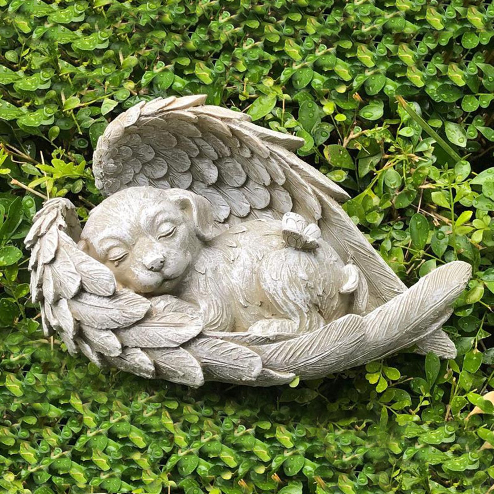 Slapen Angel Hond Kat Met Vleugels Decoratie Hars Huisdier Gedenkteken Standbeeld Sculptuur Tuin Outdoor Decoratie