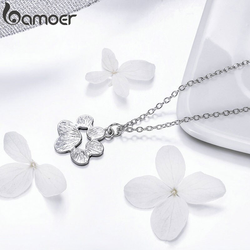 Bamoer Silber Farbe Hund Katze Pfote Fußabdruck Anhänger Halskette für Frauen Schmuck Zubehör YIN094