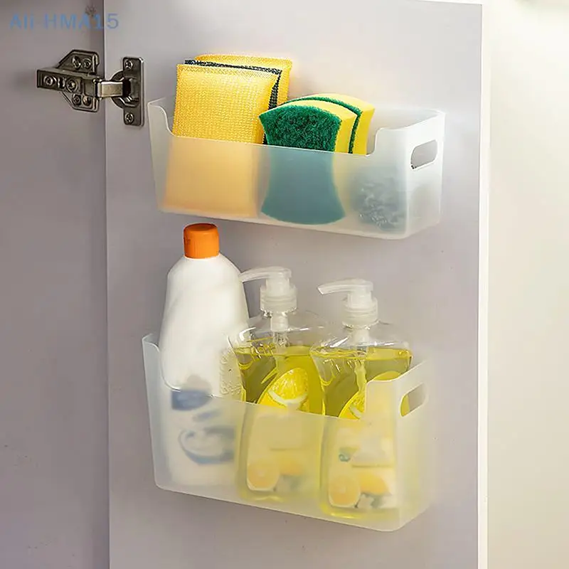 Kitchen Wall-mounted Adhesive Storage Rack Multifunctional Cabinet Door Box Under Sink Drawer Shelf Bathroom Organizer Drawer