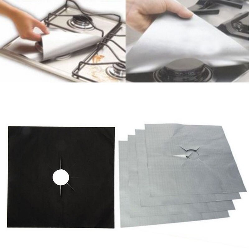 4PCS Stove Covers Reusable Gas Range Stove Top Burner Protector Liner Cover For Cleaning