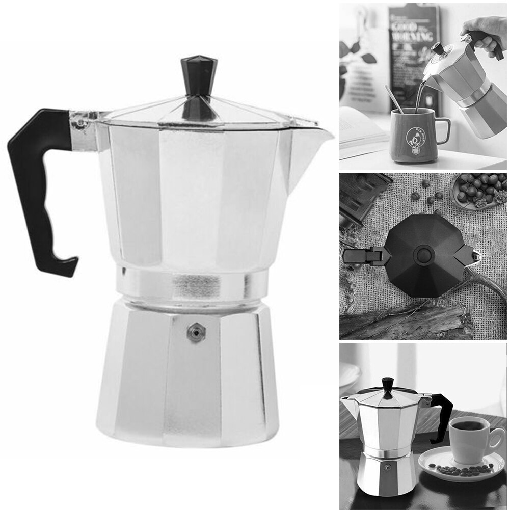 Italiensk espressomaskine kaffe moka gryde komfur top ottekantet aluminium kaffekande maskine