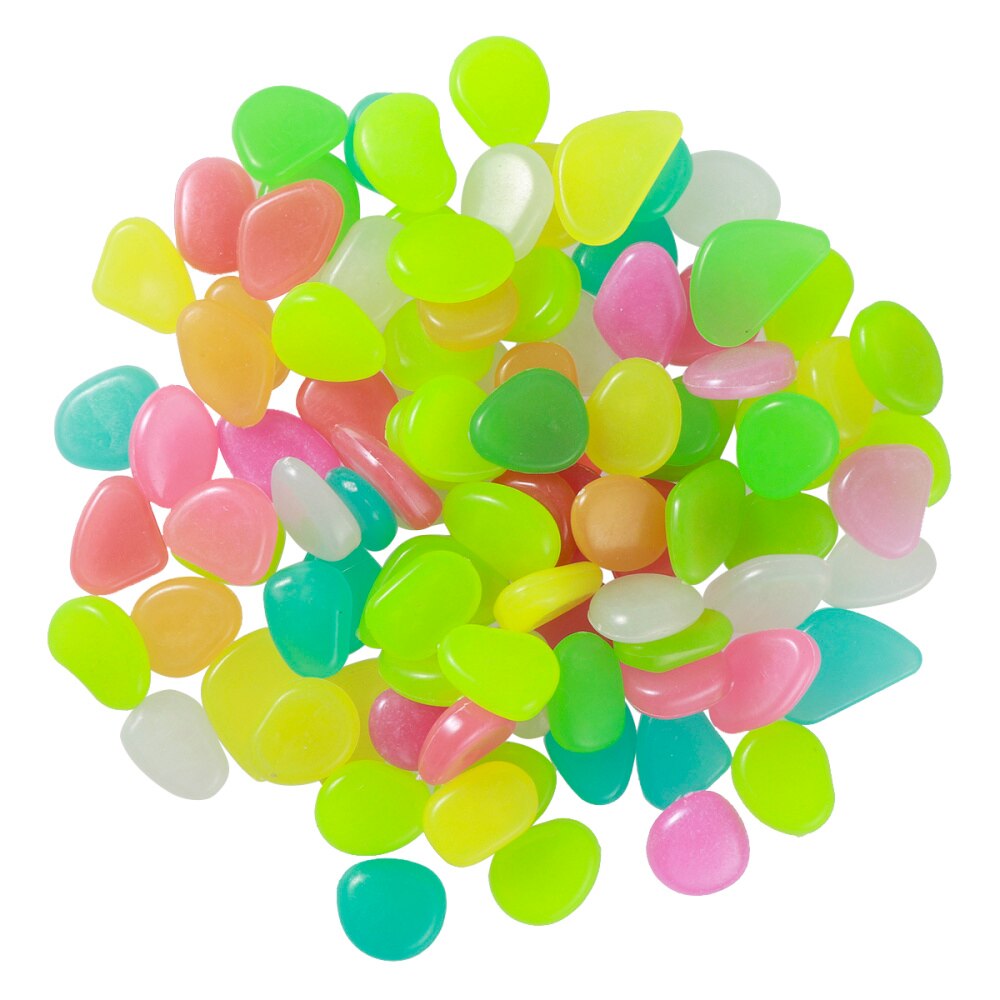 100 stuks lichtgevende keien, kiezelstenen, gloeiend in het donker voor aquarium, aquarium, grinddecoraties voor de tuin (blauw): Zoals weergegeven