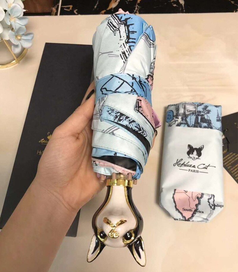 umbrella Hepburn cat animal handle umbrella automatic box super cute umbrella for men and women in three colors