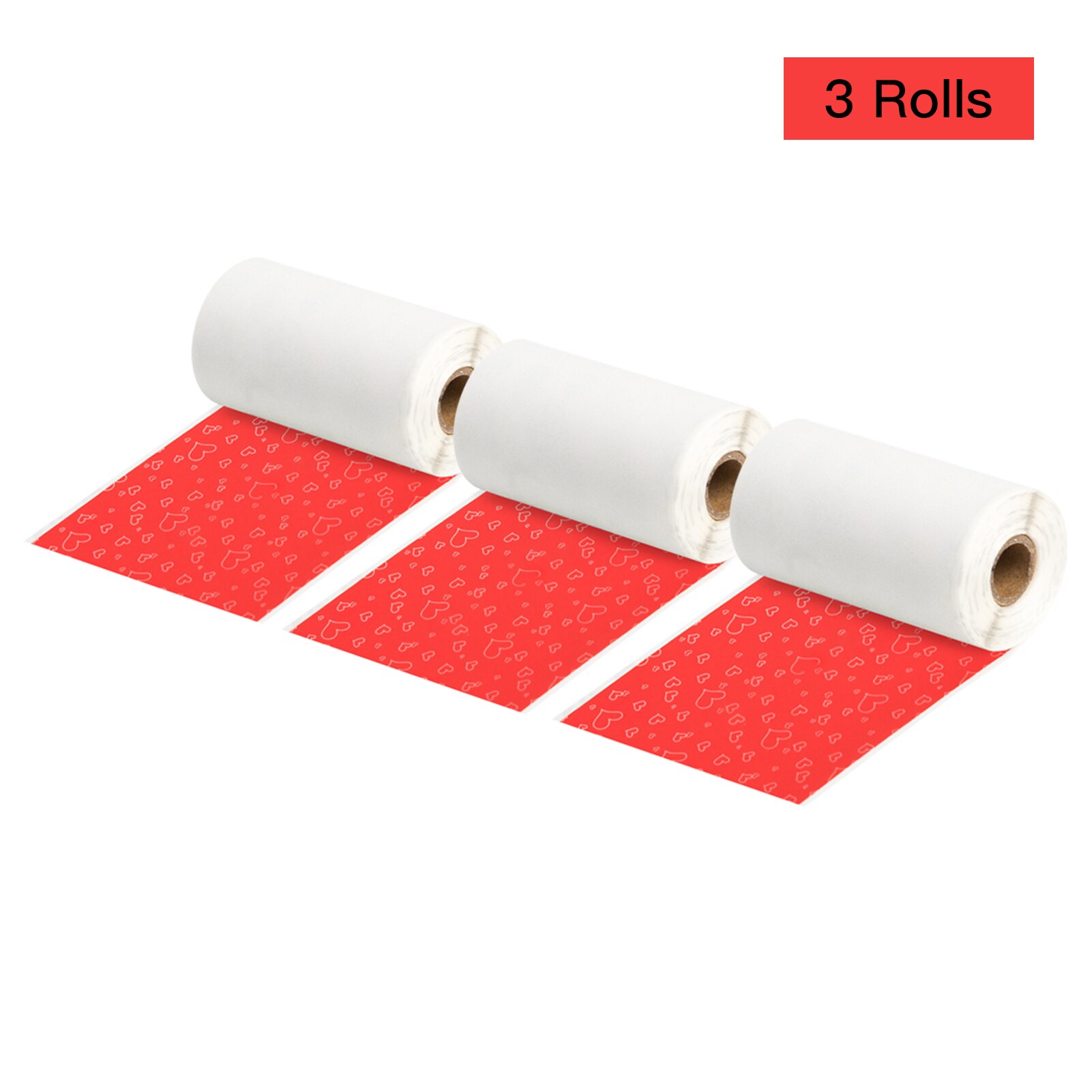 3 Rolls Self-Adhesive Thermal Paper Black on Red Heart Red Background 53mm*3.5m Compatible with Phomemo M02/M02S Thermal Printer: Red