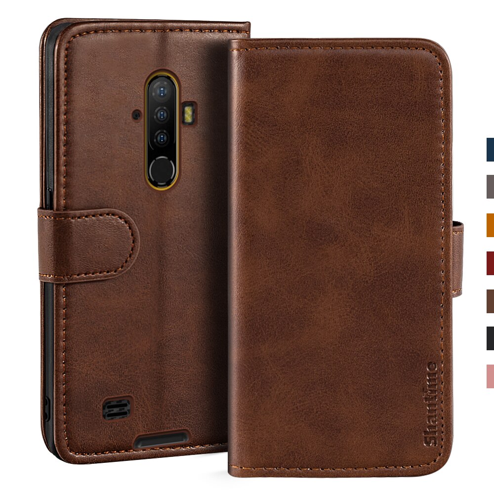 Ulefone-funda magnética de cuero para Ulefone Armor X8, carcasa con soporte para teléfono: Dark brown