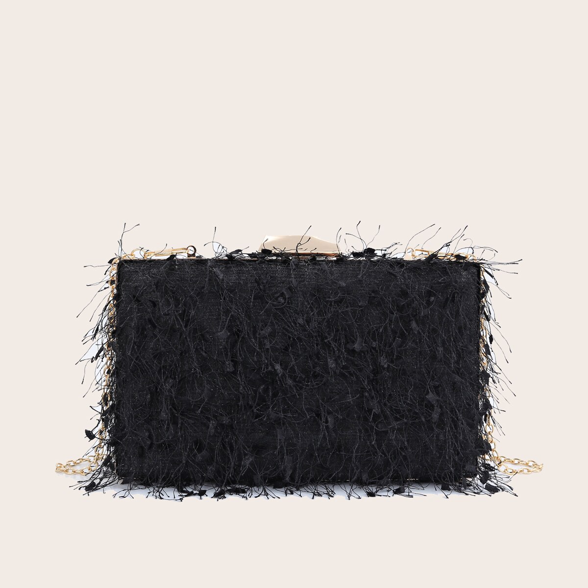 Vrouwen Avond Clutch Bag Bont Bruiloft Clutch Portemonnee En Handtas Party Banket Keten Schoudertas: black