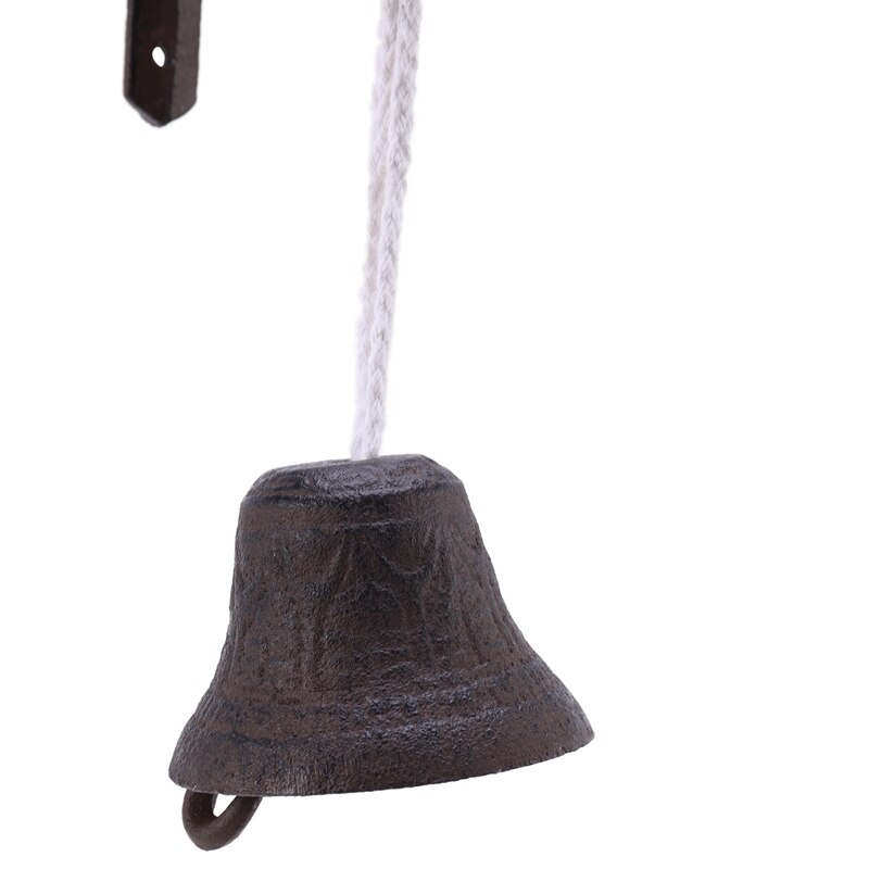 Cast Iron Wall Bell Rustic Style Manually Shaking Wall Hanging Doorbell Outdoor Wall Mounted Bell for Garden Patio