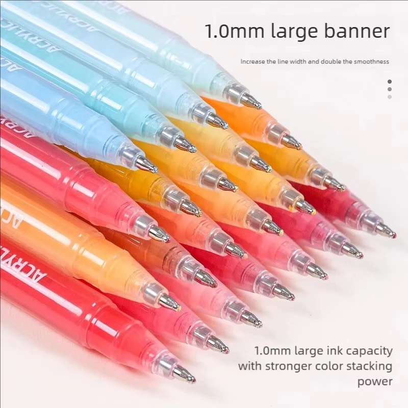 LANGUO 6Color Highlighter Marker Pens Acrylic Painting Art Markers Quick-Dry Non-Toxic for Students Supplies Korean Stationery