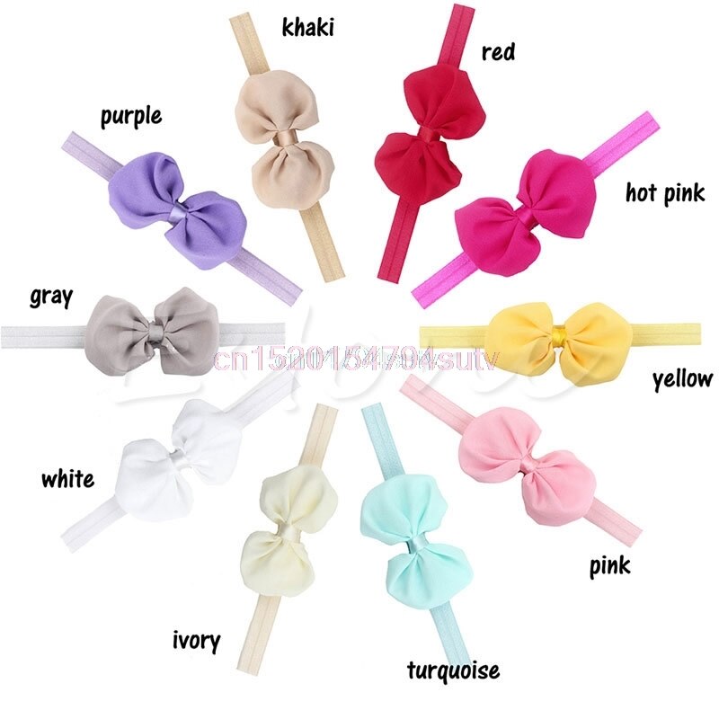 10Pcs Cute Girl Kids Baby Chiffon Toddler Flower Bow Headband Hair Band Headwear #H055#