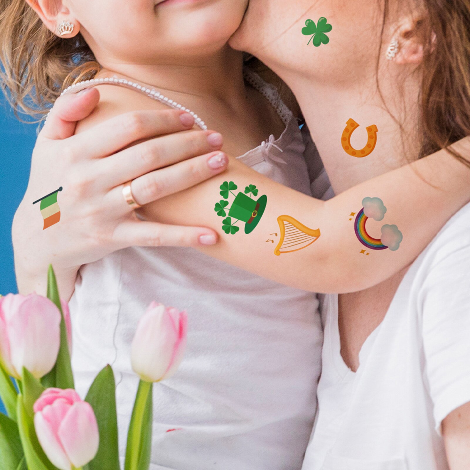 100pcs St Patricks Day Stickers Window Clings Decals Shamrock Stickers Home Decor