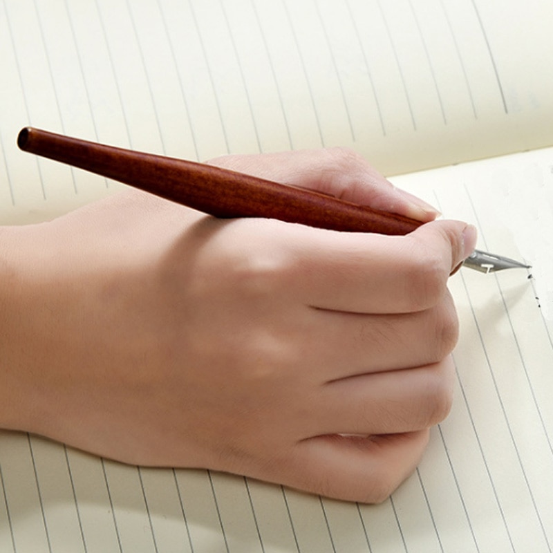 Neue Gerade tauchen Stift Halfter Englisch SchräGen Kalligraphie Kupfer gotisch Feder Skript Halfter Antike Holz Brunnen tauchen Stift