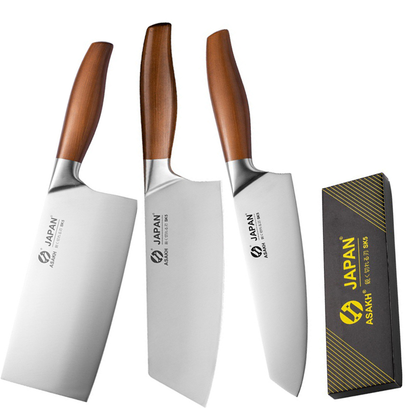 Roestvrij Staal Japanse Keukenmes Hakken Dual-Purpose Koksmes Slagersmes Slagersmes Vlees Cleaver Koken Gereedschap: Style A-B-C with box
