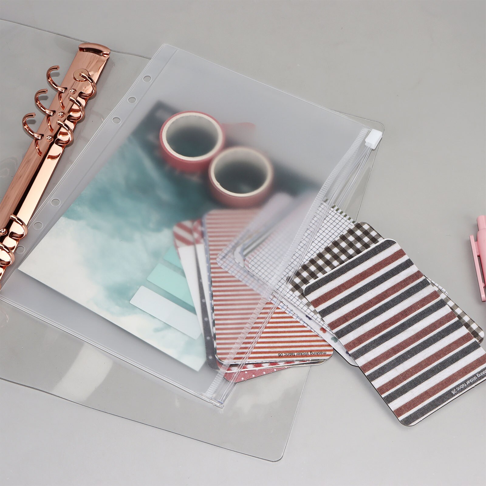 10PCS Transparent A5 Binder Pocket Refill Organiser Zip Lock Envelope Binder Pocket A5 Binder 2 Pocket Sleeves