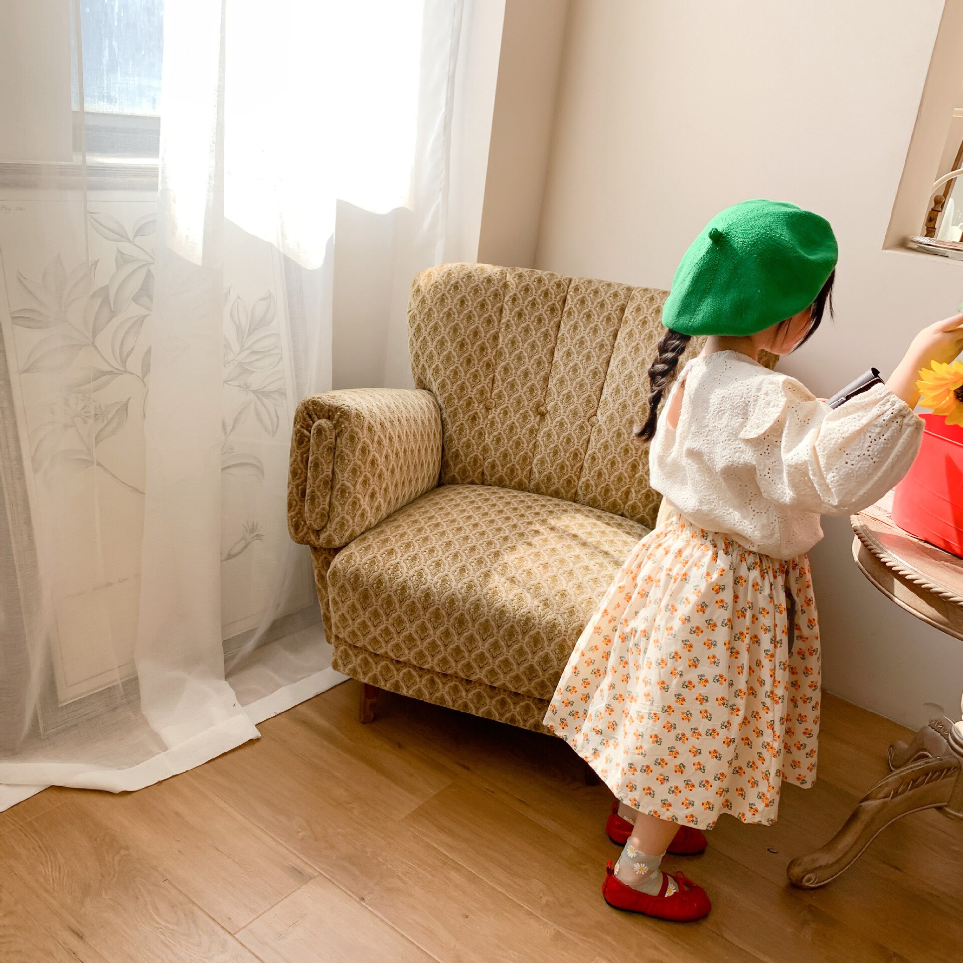 Spring Girls Floral Skirts Kids Cotton Skirts Korean