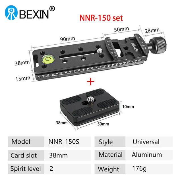BEXIN-abrazadera para cámara serie, Base adaptadora de montaje con cabezal de bola para trípode, abrazadera de placa de Clip de liberación rápida para cabezal de bola de cámara Arca Swiss Dslr: Plata