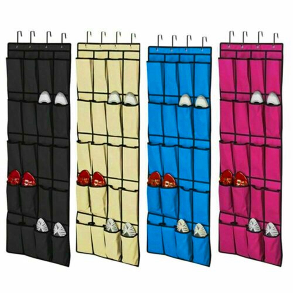 Organizador de zapatos para colgar sobre la puerta, estante de almacenamiento de 20 bolsillos, bolsa de almacenamiento montada en la pared con ganchos