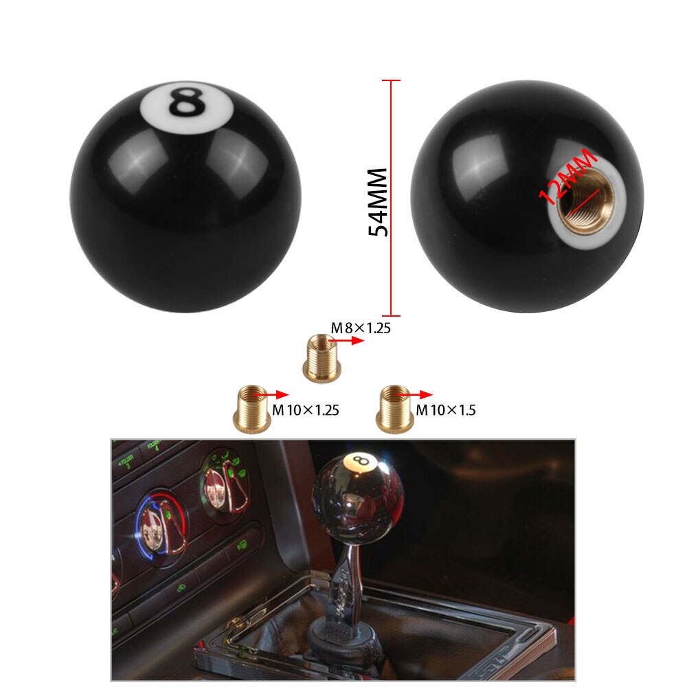 Schaltknauf Runde Gewinde Schalthebel mit Adapter Schwarz weiß Ball Rennen Stock Kühlen Acryl für Universal- Manuelle Auto