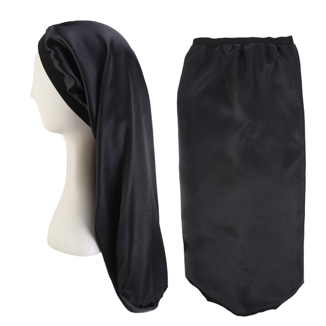 Gorro de dormir de satén para mujer, gorro Largo de seda para Pelo Largo con banda elástica suave para trenzas de pelo rizado Natural, rastas,: 1