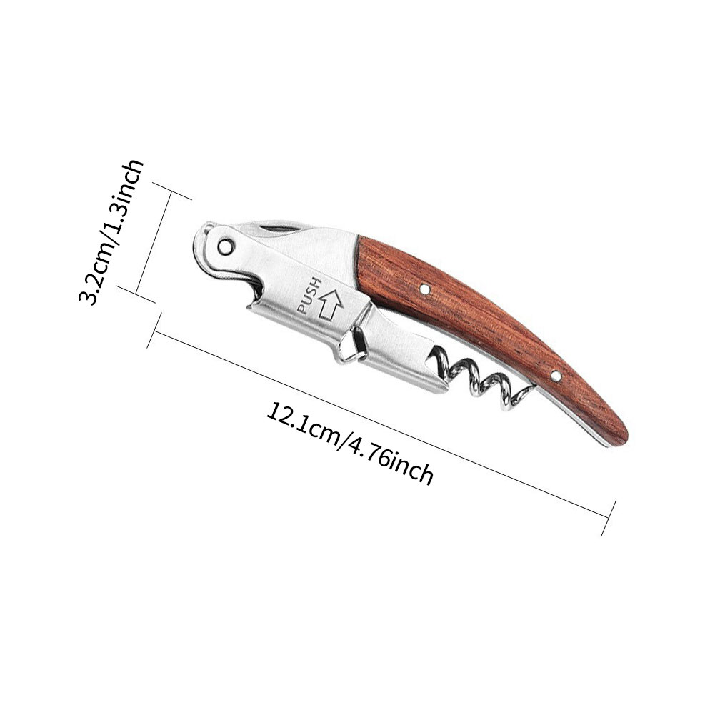 Wijnopener van roestvrij staal, kelnerskurkentrekker, leren etui, bierflesopener en foliesnijder voor wijnliefhebbers: Duidelijk