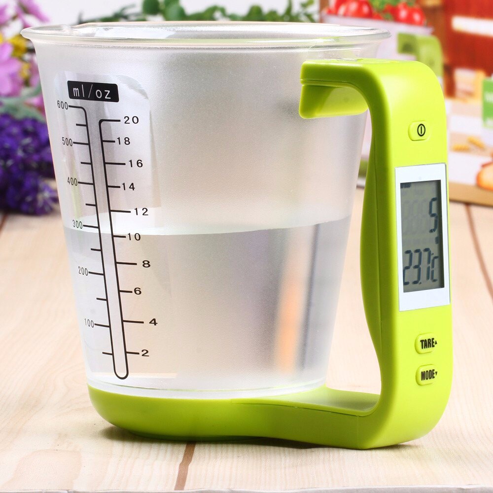 Medidor de agua para cocina, taza de escala 1kg, utensilios medidores de cocina con pantalla LCD