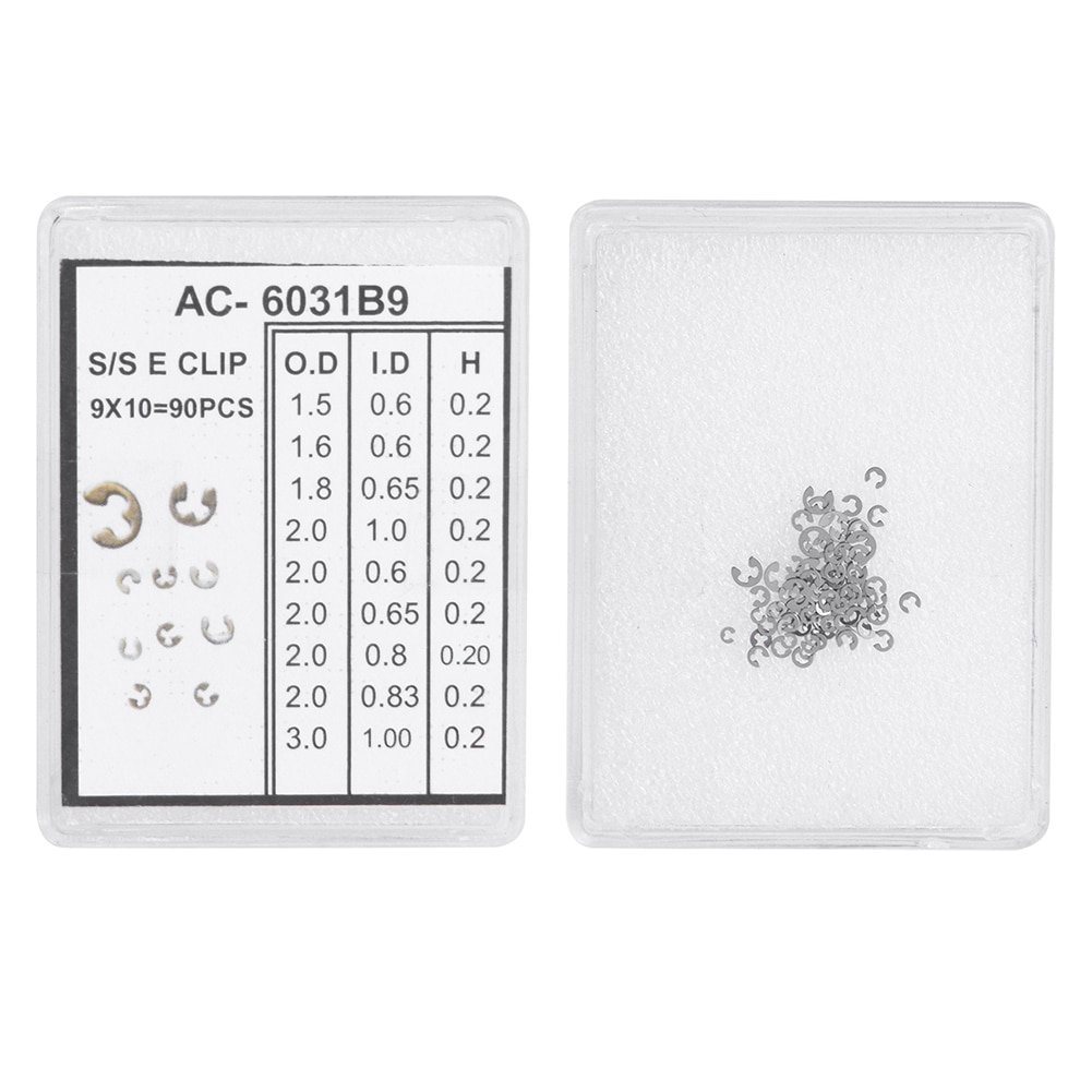 90 pièces 9 tailles chronographe montre bouton poussoir c-clip E clip Circlip anneau montres outil de réparation pièces de rechange