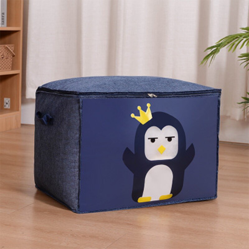 Dikker Upgrade Katoen Quilt Opbergtas Kleding Quilt Zak Wasmand Kleding Container: 39cm55cm40cm penguin