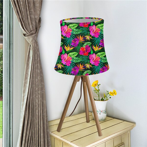 Lampenschirm für Tisch Lampe Hawaii Stil tropisch Hibiskus Blume Druck Textil Stoffe Moderne Zauberstab Lampe Schatten Lampe Abdeckung Waschbar: HMGB117HS-L