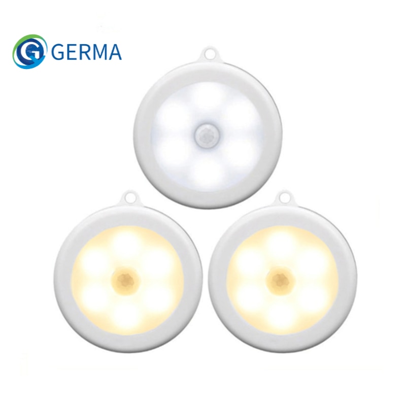 Germa nachtlicht mit bewegungsmelder, 6 leds, kabellos, pir-infrarot-wandleuchte, bewegungsmelder für schrank, treppenhaus, aufbewahrungsschränke