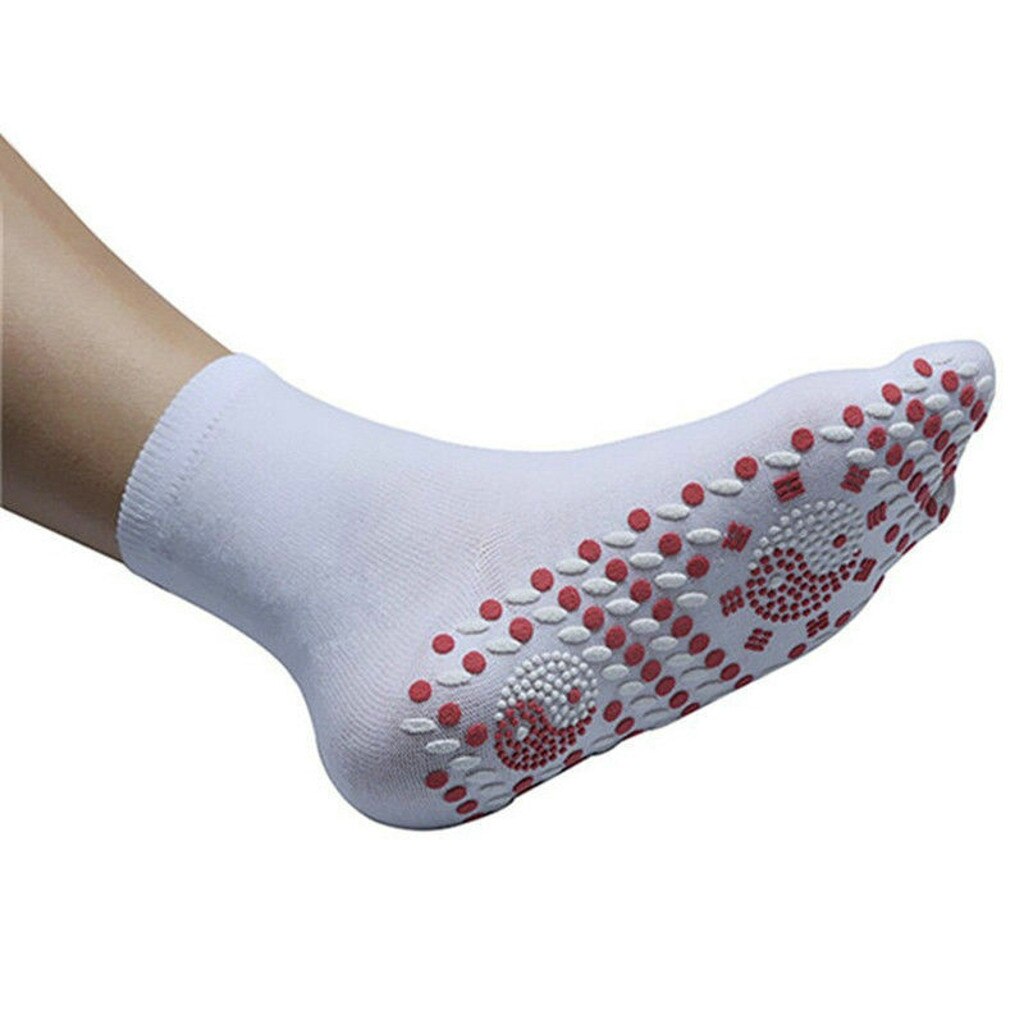 Ttlife turmalin selvopvarmende sokker til kvinder mem varme kolde fødder komfort sundhed opvarmet sok magnetisk terapi behagelig: Hvid