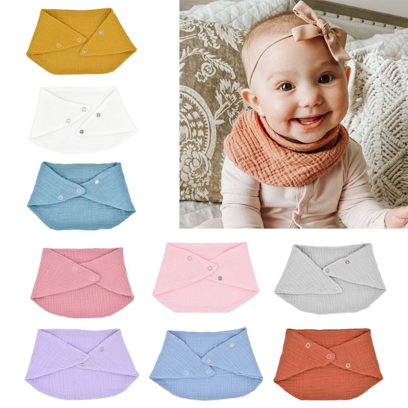 Cotton Gauze Scarf Bib Organic Cotton Bib Drool Scarf Baby Bandana Scarf Bibs with Snaps