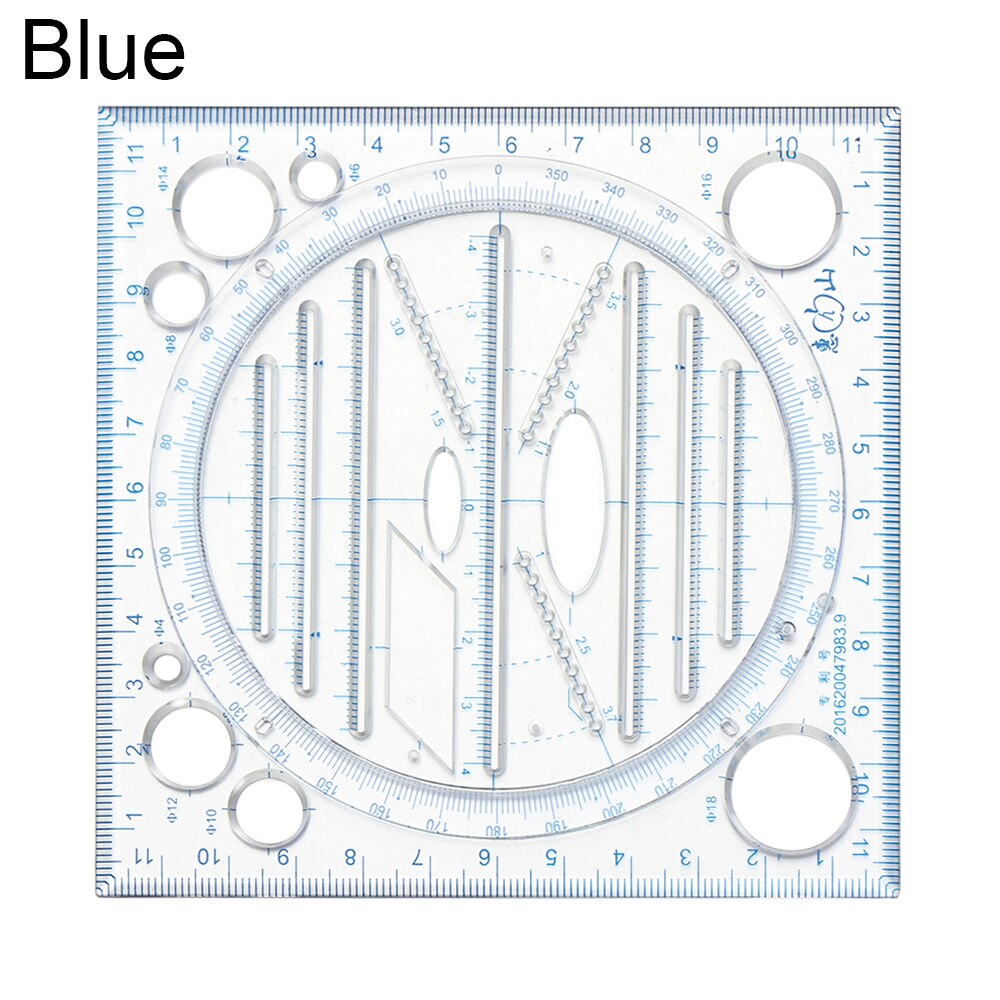 Règles de Kaleidoscope géométrique, modèle de dessin rapide, couture, Patchwork, règle de mesure, pour l'école et le bureau, 1 pièce: blue
