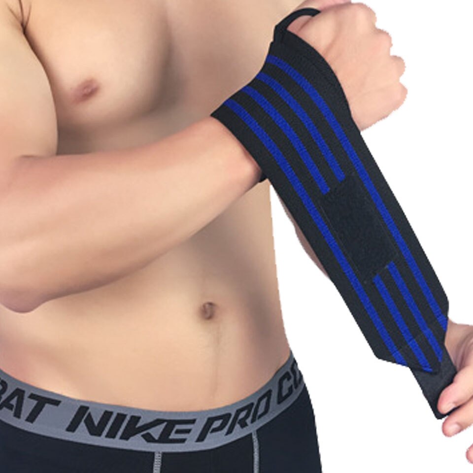 1Pcs Adjustable Wristband Elastic Wrist Wraps Bandages for Weightlifting Powerlifting Breathable Wrist Support 4colors: Deep Blue / Left