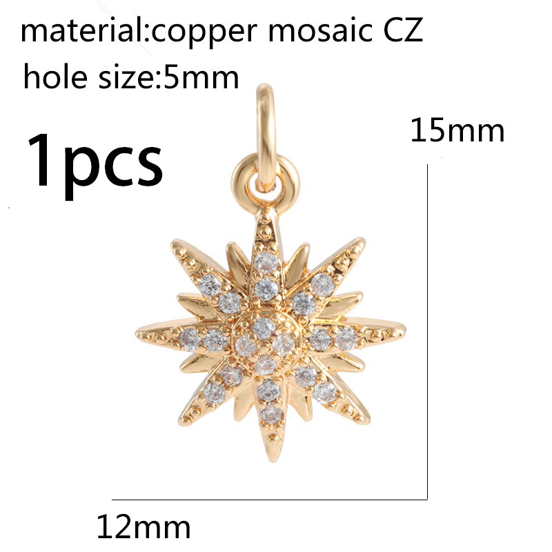 10 stücke Mond Stern Reize für Schmuck Machen Groß Sonne Blitz Reize Anhänger Diy Ohrring Halskette Armbinde Zubehör Kupfer: Stil I