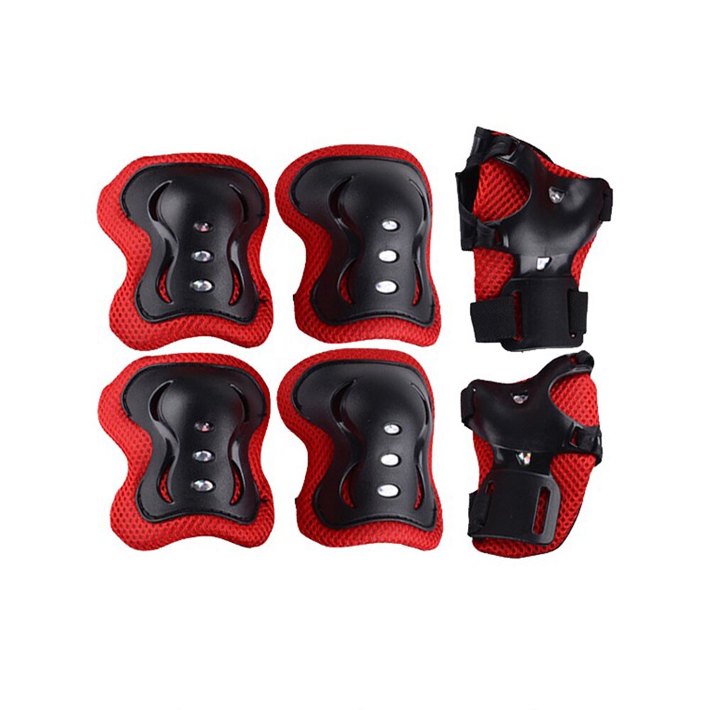 Kids Scooter Roller Ski Skate Protection Kit Skating Knee Pads Wrist Elbow Pads for 5-10 years old children: Red