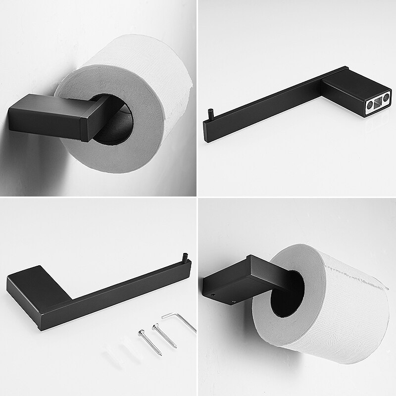 Handdoek Houder Zwart Badkamer Rvs Handdoekenrek Opknoping Holder Handdoek Bar Toiletrolhouder Zeephouder Jas Haak Rack