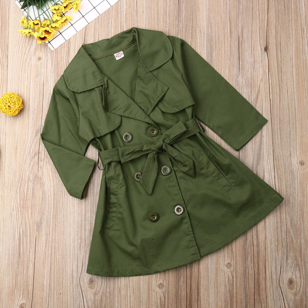 Children Girl Autumn Trench Coat Long Sleeve Outerwear Double Breasted Kids Girl Jacket