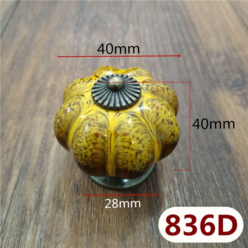 5 st / pack 40mm pumpa keramik knopp vintage färgglada byrå dörrknopp zink legering köksmöbler handtag skåp låda dra: Stil d  x 5 st