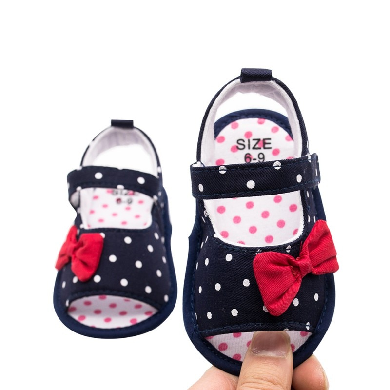 Sandali del bambino Del bambino Del Cotone Della Ragazza Scarpe Appena nato polka punto arco Carino Sandali Del bambino Della Ragazza di proprietà Della Principessa Scarpe 0-12M Sandali Da Spiaggia