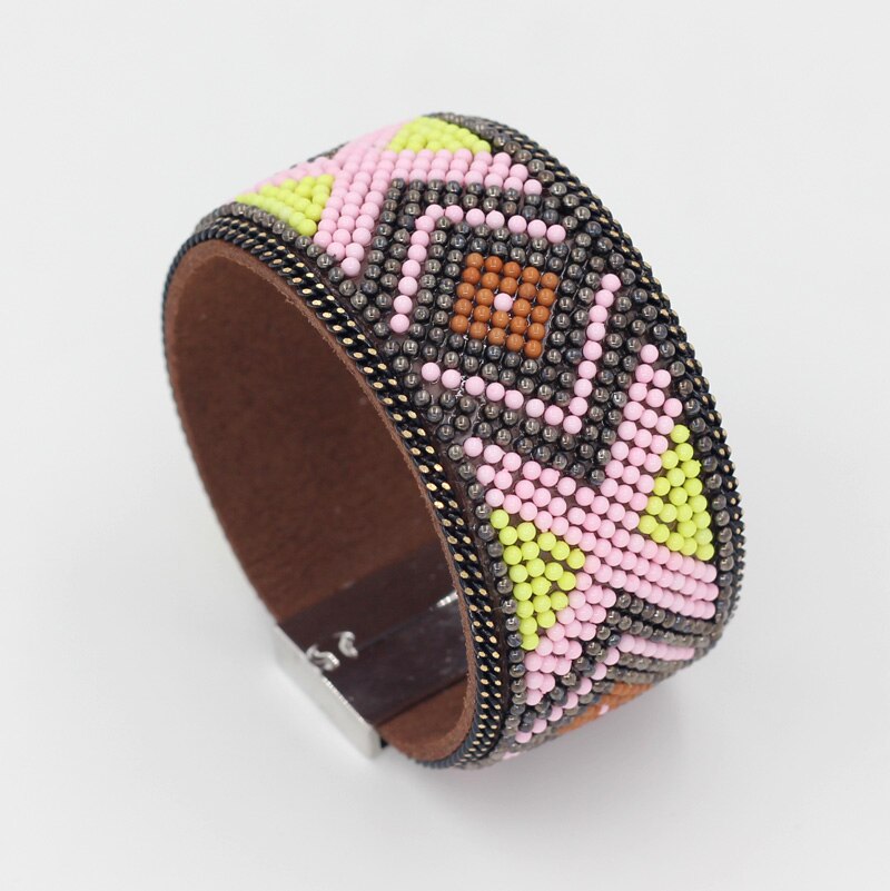 Bracelets et Bracelets en cuir VONNOR bijoux fantaisie motif géométrique Boho fermoir magnétique Bracelets pour femme