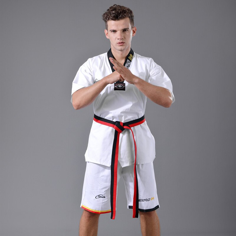 Bomuld åndbar junior taekwondo dobok børn piger og drenge wtf godkend karate uniform dragt træningstøj
