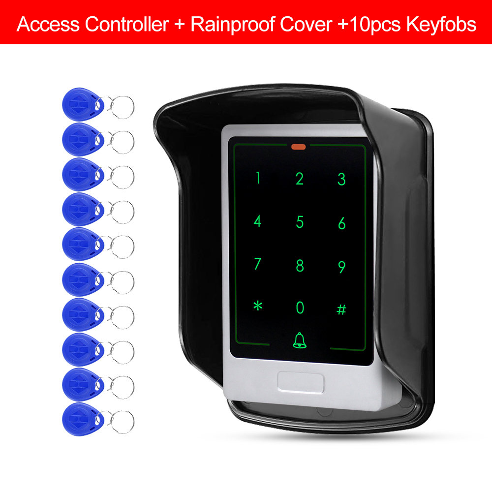 Metal Waterproof RFID 125KHz Standalone Access Control Keypad with Touch Screen Panel +Rainproof Cover-3000 Users: with 10key cover