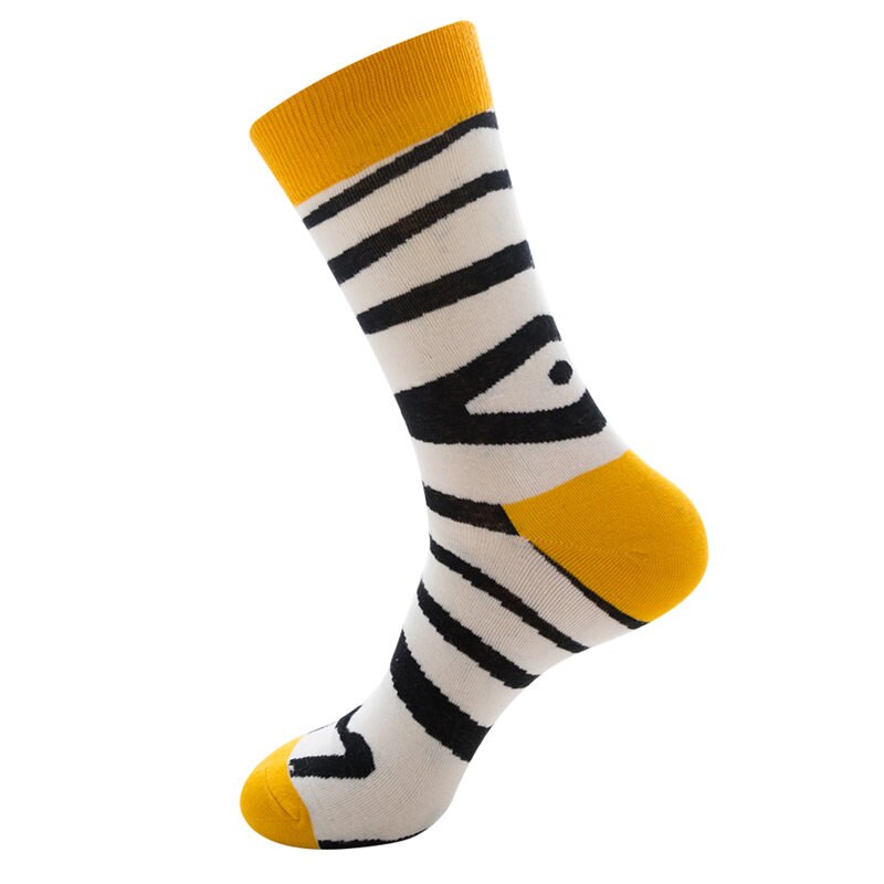 1 pair men socks combed cotton bright colored funny socks men's calf crew socks for business causal dress wedding: 15