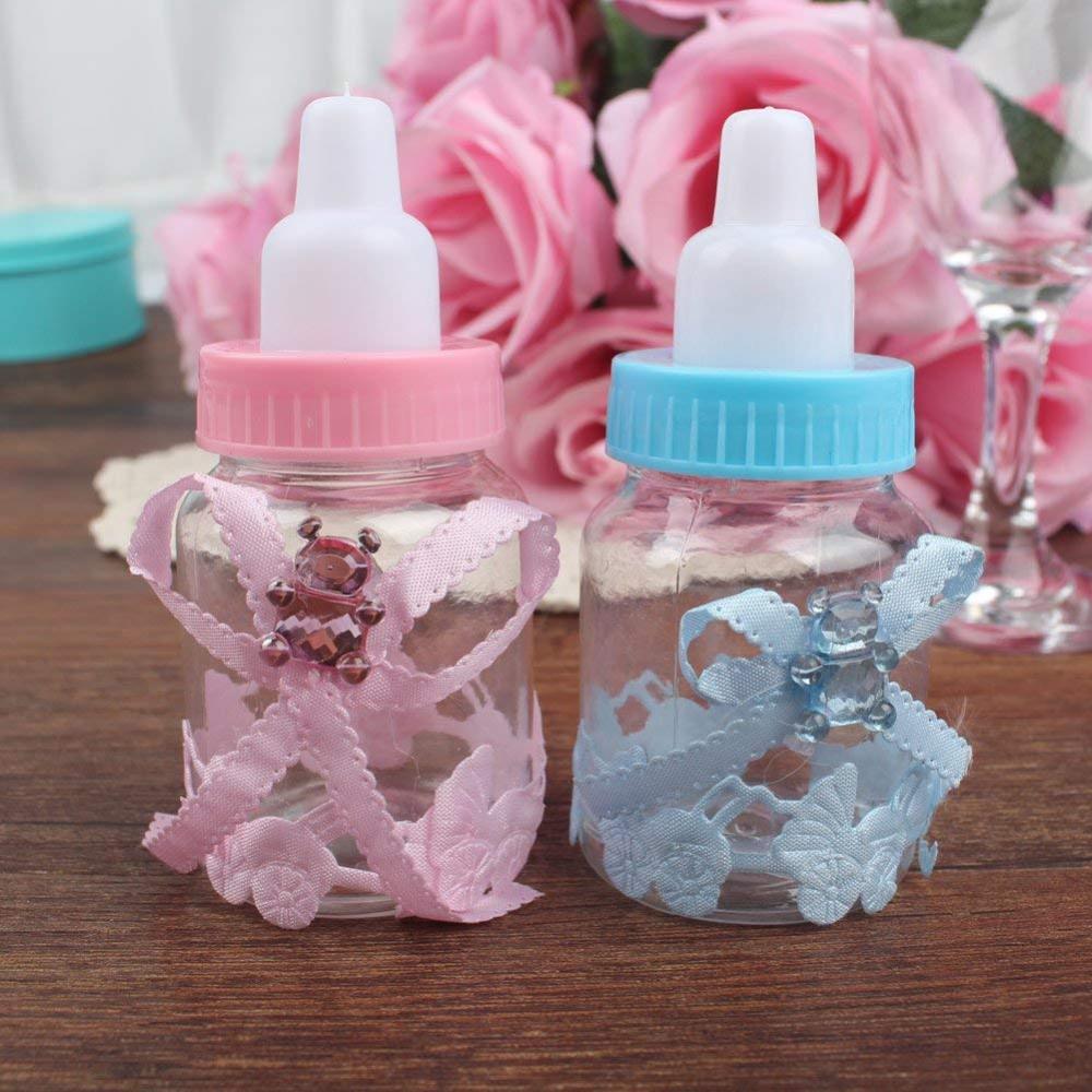 12Pcs Mini Baby Plastic Bottle Candy Box Cute Bear Bottle Candy Box Decoration Child Toy