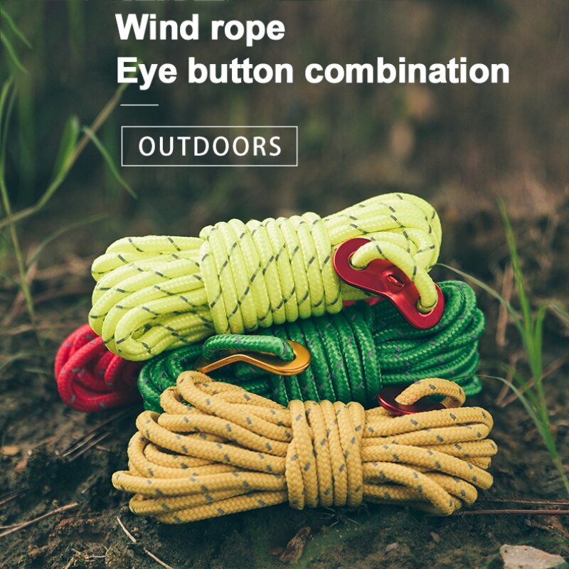 Outdoor Camping Pull Rope Tent Fastener Reflective 4mm Thick Tension Rope Pull Canopy Tent Fixed Rope Camping Accessories