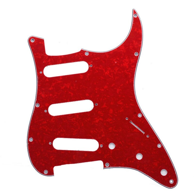 11 håls strat st sss single coil pickups gitarr pickguard repplatta med skruvar för amerikansk gitarr 62 stratocaster: Röd pärla