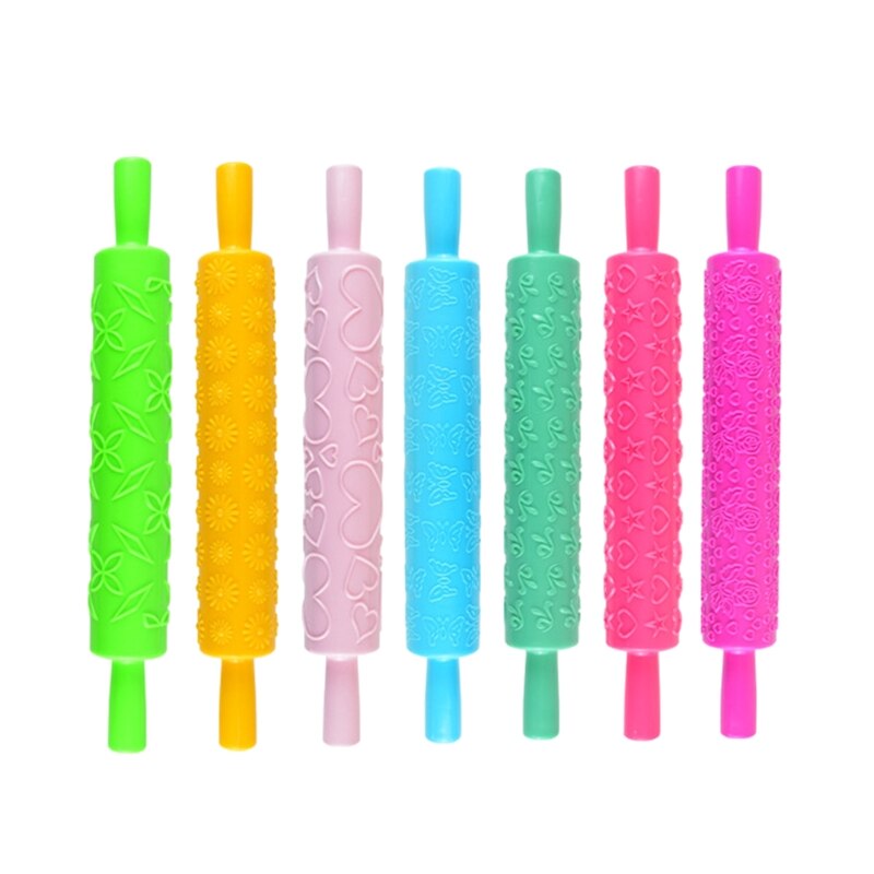 7 Styles Rolling Pin With Roller Daisy Patterns Baking Tool Christmas Fondant Embossed Mold Cake Decorating Mold Gum Paste Tool