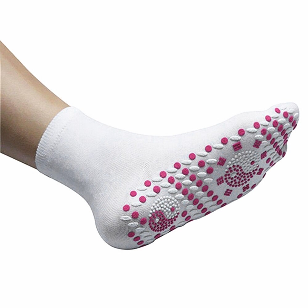 Selvvarmende opvarmede sokker til kvinder mænd hjælper varme fødder vinter behagelige sunde varmestrømper magnetiske terapisokker: Hvid
