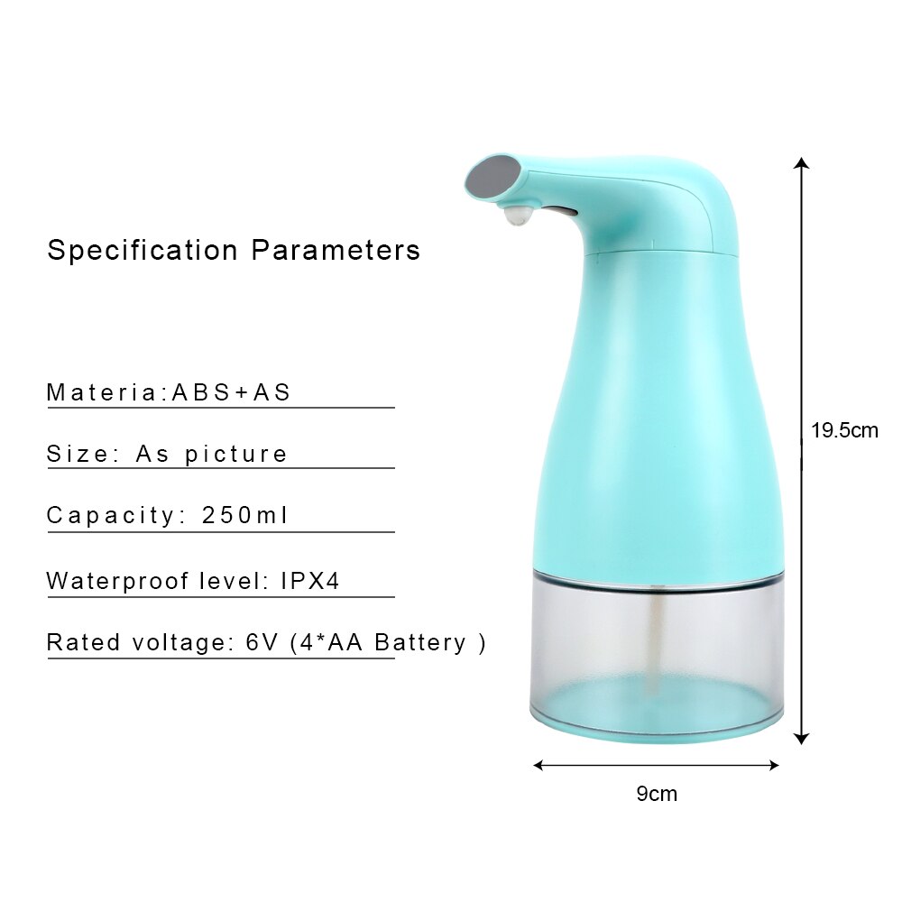 250ml Battery Powered Automatic Sensor Soap Dispenser Touchless Foaming Soap Dispenser Bathroom Kitchen Soap Bottle