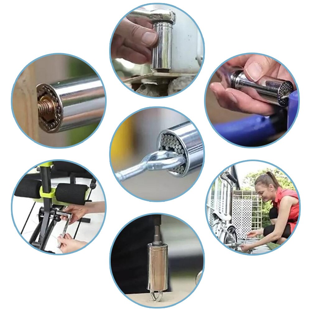 1 Set Torque Wrench Head Set Universal Socket Sleeve 7-19mm Power Drill Ratchet Bushing Spanner Key Multi Hand Tools